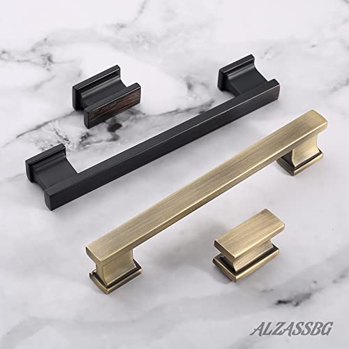 Alzassbg Brushed Antique Brass Cabinet Pulls and Handles 10 Pack, AL3061AB - color: Brushed Antique Brass, size: 3-3/4" Hole Center