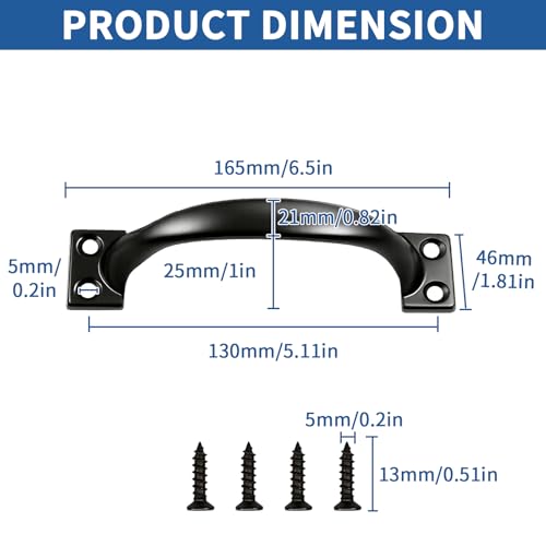 TamBee 2PCS 6-1/2 Inch Pulls Black Door Pull Handle Metal Kitchen Cabinets Furniture Wardrobe Medicine Handle in Black Door Hardware Gate Handle Door Pulls Warehouse Outdoor - size: 2 Pack 6-1/2 Inch Black