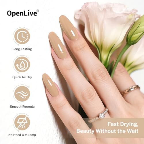 OpenLive 16.5ml Nude Brown Nail Polish Large Volume Quick Drying Nail Polish, Fast Drying and Long Lasting Color Nail Art DIY Home Manicure Gift for Women - color: Nude Brown
