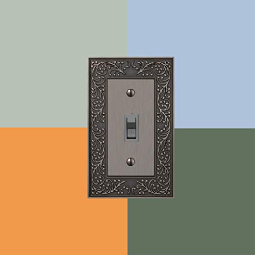 Amerelle 43TRAN English Garden Wallplate, 1 Toggle / 1 Rocker, Cast Metal, Antique Nickel, 1-Pack - color: Antique Nickel, size: 1 Toggle / 1 Rocker