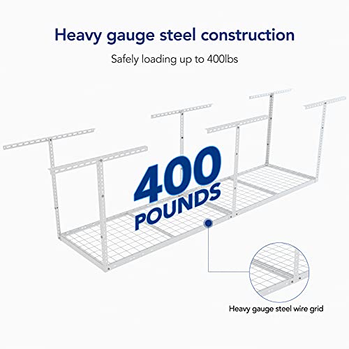 FLEXIMOUNTS 2x8 Overhead Garage Ceiling Storage Rack Organization, White - color: White, size: 2x8 ft