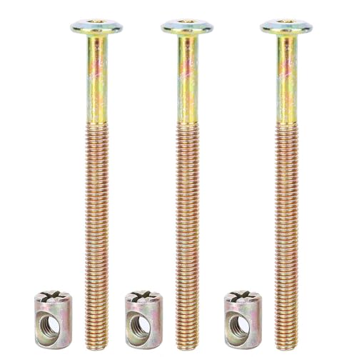 M6 X 90mm Bed Frame Bolts Set, 10Pack Dowel Furniture Bolts and Barrel Nuts, Steel Furniture Screws, Bed Hardware Replacement Kit for Beds Chair Spare Connector Parts - size: 90mm