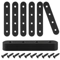 12 Pcs 4 Inch Black Straight Brackets, Stainless Steel Brace - size: Black, 4" x 0.69"