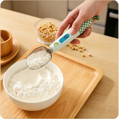 Plaid Digital Measuring Spoon Rechargeable High Precision LCD Scale 18oz - color: Green