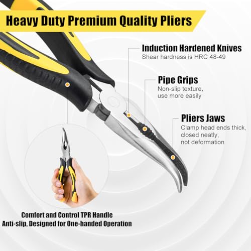 3pcs 8inch Reach Needle Nose Pliers Set for Narrow Spaces