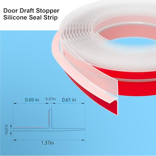 Elvone T-Shaped Weather Stripping Seal, Clear Silicone, 1.37 in x 20 ft - color: Clear, size: 20FTX1.37IN