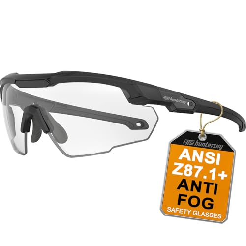 HTS HUNTERSKY Ballistic Tactical Shooting Glasses ANSI Z87+ UV400 Protective Eyewear - color: Black Clear