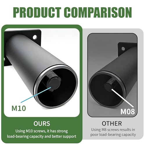 Furniture Legs Metal Adjustable 4 Pcs 3.15-4.72 inch, Adjustable Cabinet Legs for Sofa/Bed/Chair/Dresser/Table, Bed Center Slat Support Legs, Black - size: 3.15-4.72" (4pcs)