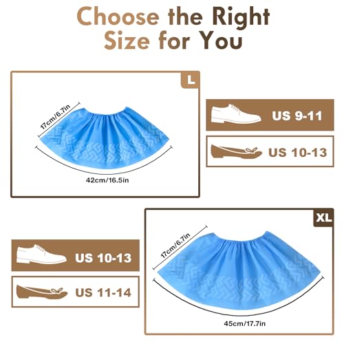 Shoe Covers Disposable Non-slip,Durable & Breathable Booties for Shoes Covers,Foot Covers for Shoes Disposable,Stretchable Fits Up to Size 13 US Men,X-Large 50 Count - size: Blue Set of 50(XL)