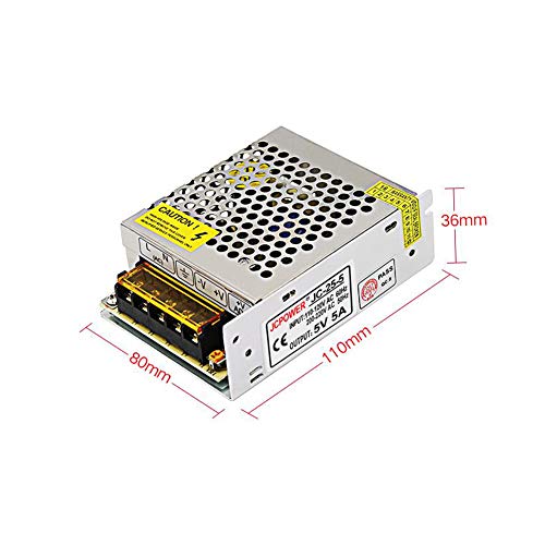 5V 5A Power Supply,25W Universal Regulated Switching Power Converter Adapter Transformer for LED Strip Light,Probe Signal Lamp,CCTV, Radio, Computer Project - color: 5V 5A 25W