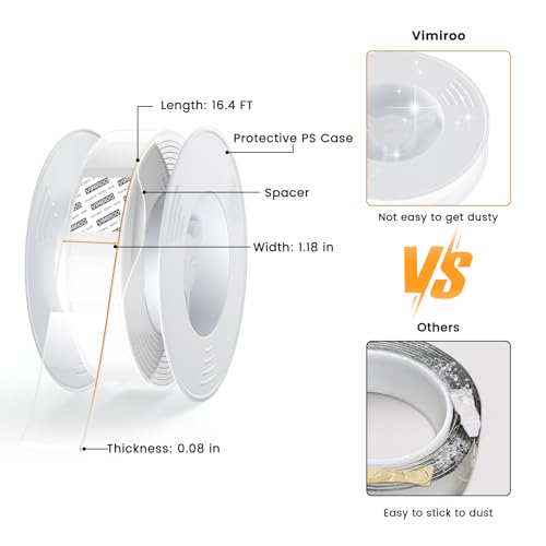 vimiroo Heavy Duty Nano Double Sided Invisible Bond Mounting Tape, 16.4FT