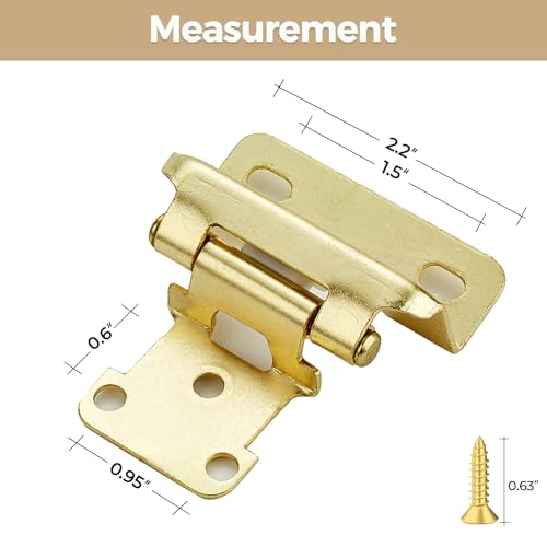 4 Pack 2 Pair Gold Cabinet Hinges, 1/2" Semi Wrap Kitchen Hinges - color: Gold, size: 1/2" Semi Wrap
