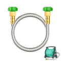 Short Metal Garden Hose 3 ft with Female to Female Connector， Stainless Steel Small Leader Hose for Hose Reel, Long, Flexible, Lightweight & Heavy Duty Water Pipe, Outdoor Water Hose Extension Adapter - size: 3ft Female to Female