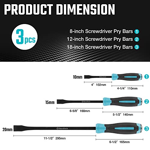 DURATECH 3-Piece Pry Bar Set, 8", 12" and 18", Hammer Strike Cap