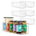 Plastic Food Storage 6 Pack Clear Container Bin with Handles for Organizing Kitchen, Pantry, Refrigerator, Freezer, Pantry, Cabinet, Closet, Bathroom. 16”x6”x5” - size: 16x6x5