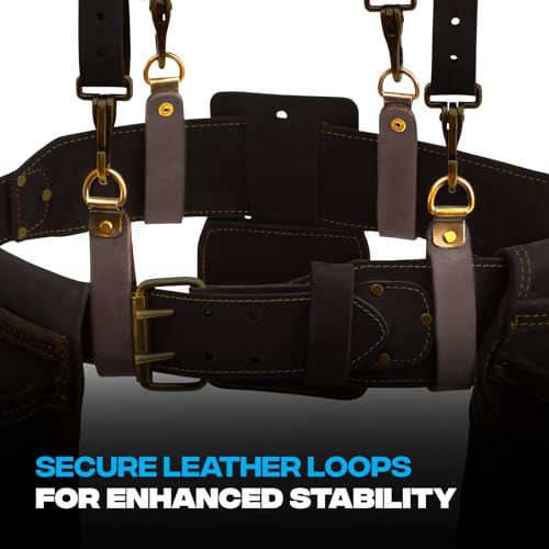 OX Tools Pro Oil Tanned Leather Tool Belt Suspenders for Men - Heavy Duty & Padded Support w/Adjustable Chest Strap OX-P263501 - Tirantes Para Bolsas de Construccion - color: Suspenders