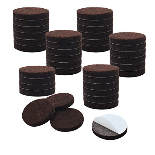 uxcell 40pcs Furniture Pads Round 1" Dia Self-stick Non-slip Anti-scratch Felt Pads Floors Protector Dark Brown - size: 25 x 5mm