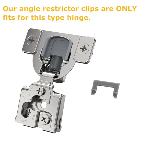 Furniware 20 Pack Cabinet Door Angle Restriction, 86 Degree Angle Restriction Hinge Clip for Soft Close Cabinet Hinges, Hinge Opening Angle Restrictor Clip, Nylon - size: 86° Restrictor Clips