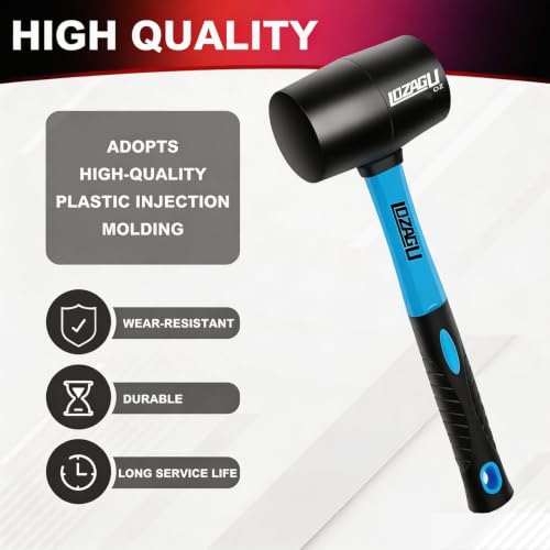 12oz Rubber Mallet Hammer, Fiberglass Handle, for Flooring, Tent Stakes, Woodworking, Camping, Soft Blow Tasks without Damage - style: 12oz Rubber Mallet