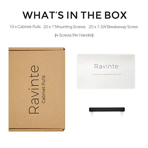 Ravinte Matte Black Cabinet Handles Square Pulls 3-3/4 Inch 10 Pack - size: 4-1/4 Inch (3-3/4 Inch Hole Center)