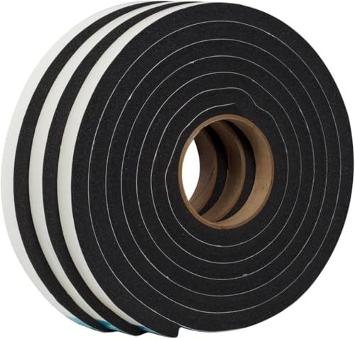 Duck Brand Self Adhesive Foam Weatherstrip Seal for Extra Large Gaps, 30 Total Feet, Window and Door Seal Strip Foam Tape, 3/4-Inch Wide x 1/2-Inch Thick x 10-Feet Long, 3 Rolls, Charcoal (284424) - size: Extra Large Gaps