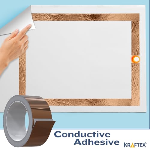 Kraftex Copper Tape [1 Inch x 66ft] – Conductive Copper Foil Tape with Adhesive for Stained Glass, Slug Barrier, Guitar Shielding & Faraday Cage - size: 1" × 66 ft