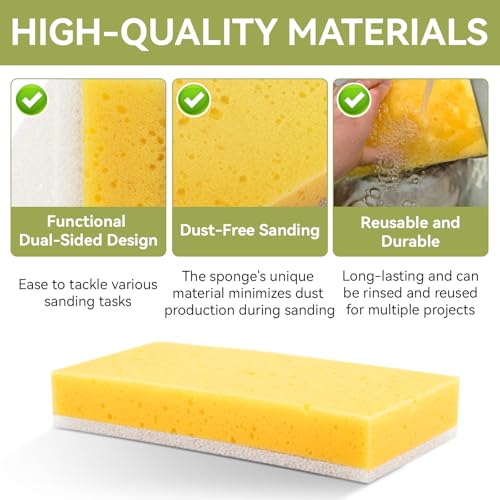 Drywall Wet Sanding Sponge, Washable Double Sided Drywall Finishing Sponge