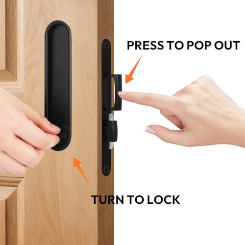 HBL' Pocket Door Lock with Handle Keyless Privacy Pocket Door Handle,Chrome - color: Chrome, size: Square