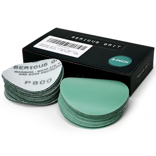 Serious Grit - 3-Inch P800 Grit Hook & Loop Sanding Discs - 50 Pack | For Woodturning, Drill Sanders, & More - No-Hole Heavy-Duty Hook & Loop Wet/Dry Film Sandpaper for Wood, Auto Body & Metal - style: 800 Grit