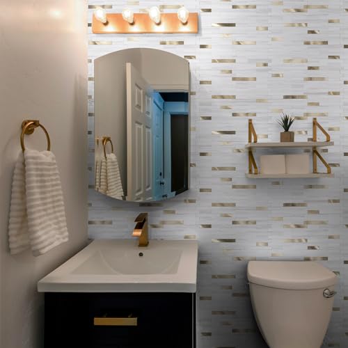 StyloVue 20 Sheets Peel and Stick Backsplash for Kitchen, 2026 Upgraded Dolomite Star Gray with Metal Glod Look Stick on Tile Upgrade Your Kitchen Backsplash, RV, Fireplace - color: Dolomite Star Gray With Metal Gold