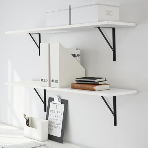 8 Pcs Heavy Duty Shelf Brackets, Floating Metal Shelf Brackets, Metal Wall Mount L Shaped Shelves Support Angle Brackets for Heavy Duty Floating Shelves Shelf Brackets (11.81 inch x 7.48 inch) - size: 11.81 x 7.48 inch Black