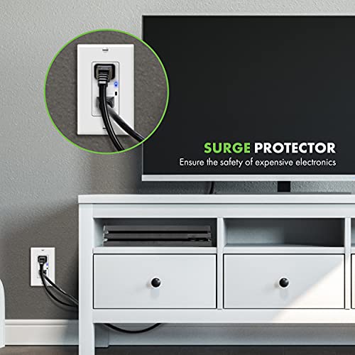 TOPGREENER Surge Protector Outlet, Tamper-Resistant, 15A 125V, White - color: White, size: with wall plate (15A)