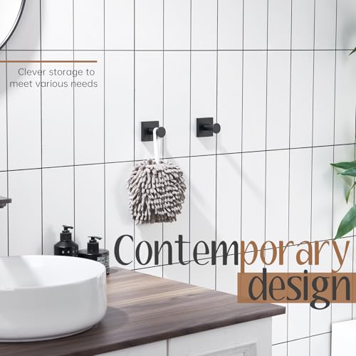 KOKOSIRI Robe Hooks Black Bathroom Shower Hook Holder for Hanging Bath Towels Kitchen Bathroom Hardware Wall Mounted Stainless Steel 2 Pack, B1016BK-P2 - color: Matte Black, size: 2 Pack
