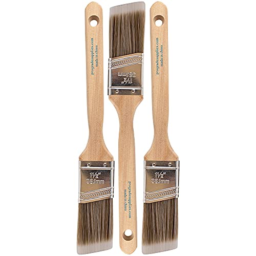 Pro Grade Angled Paint Brushes, 1.5 Inch Paint Brush Set for Trim, 3 Pc - size: 3 Ea 1.5A SC