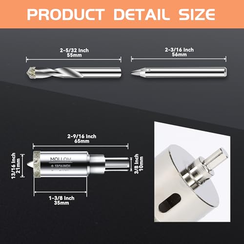 MOLLOM 13/16" (21mm) Diamond Hole Saw with 2 Pilot Drill Bit - size: 21mm | 13/16", style: Single Pack