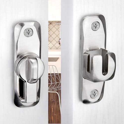 Silver Barn Door Latches,90/180 Degree Gate Lock_B - color: Silver