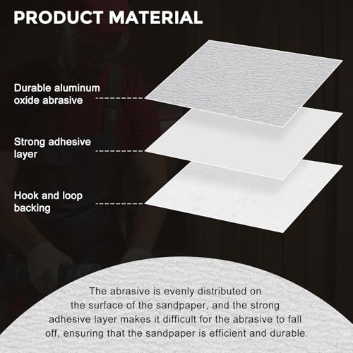 50Pcs Sanding Discs 11In 800Grit Hook and Loop Sandpapers White - color: White, size: 11 Inch(800 Grit)
