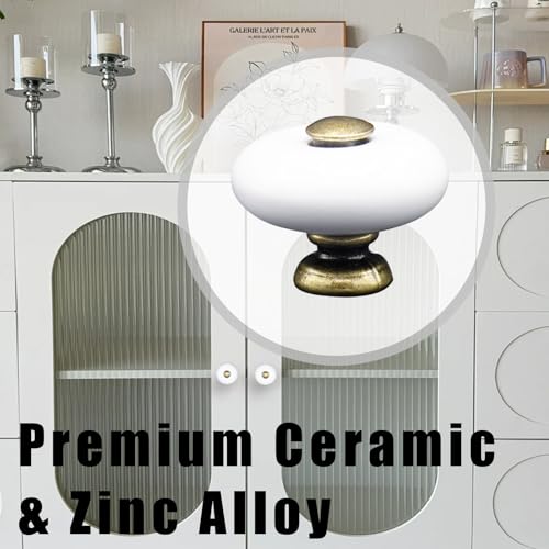 4-Pack Ceramic Round Cabinet Knob 1.3 Inch in Antique Bronze Finish - size: 1.3inch-4Pcs