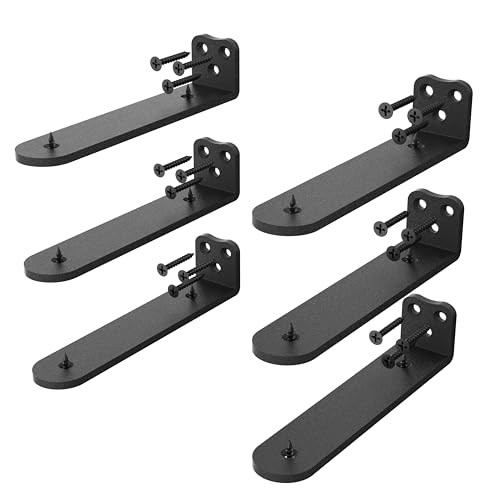 8Inch Black Heavy Duty Floating Shelf Bracket 6 Pack 3-Hole Mount - color: Black 6 Pack, size: 8 Inch