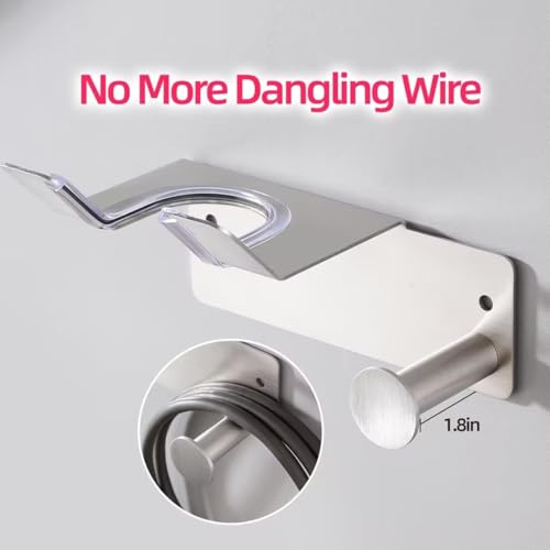 Hair Dryer Holder, Hair Dryer Holder Wall Mounted, Self Adhesive Blow Dryer Holder, Stainless Steel Dyson Hair Dryer Holder, Hairdryer Holder for Bathroom BANJEKT - color: Silver 1