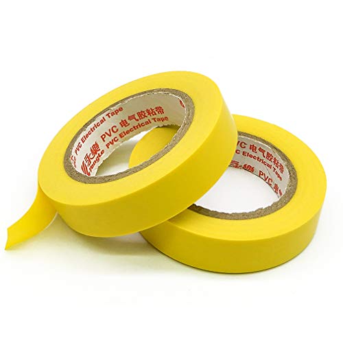 Maveek 10 Rolls PVC Electrical Tapes, Self-Adhesive Waterproof Insulation Yellow Tapes, Rated up to 600 Volts and 176 °F, 15mmx15m(0.6" x 49.2ft) - color: yellow