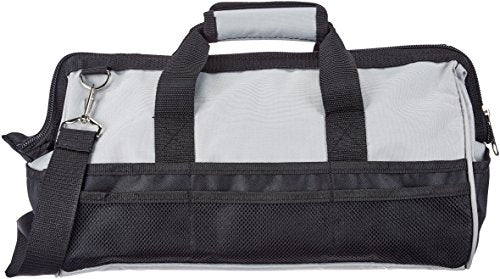 Amazon Basics Durable Wear-Resistant Tool Storage Bag with Adjustable Shoulder Strap,Portable Tool Organizer,16 in,Black & Grey,(Pack of 8) - size: Large Standard Bag (Pack of 8)