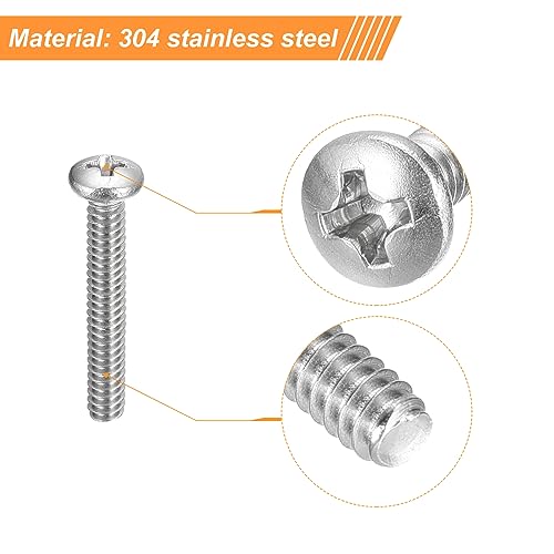 uxcell #4-40x3/4 Pan Head Machine Screws 304 SS Phillips Drive, 25 Pack - size: #4-40x3/4"
