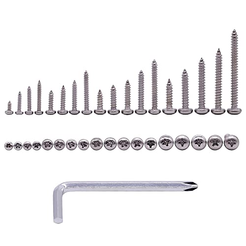 (780 PCS) #4#6#8#10 Pan Head Sheet Metal Screws Assortments 304 Stainless Steel 18-8 Self Tapping Screws Hardware Kit