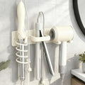 Hair Dryer Holder Wall Mounted Blow Dryer Holder Curling Iron Holder Straightener Holder 3 in 1 Bathroom Metal Hair Tool Organizer Rack (Pure White) - color: Pure White