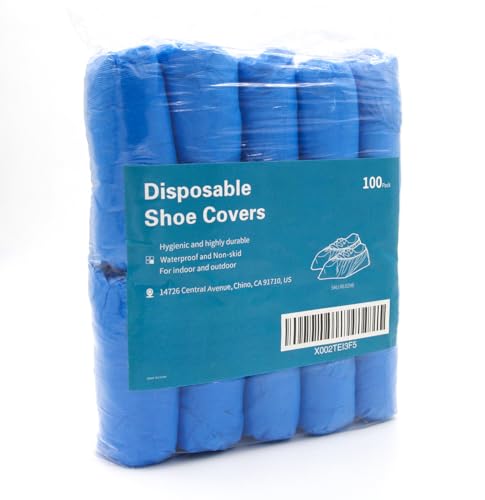 QIANSOU 100 Pack Disposable Shoe Covers Durable Waterproof Shoe Covers