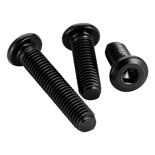 5/16-18 x 2" Flat Round Socket Screws Connector Bolts for Furniture, Stainless Steel 304 Black Finish, Full Thread, 10 PCS - size: 5/16-18 x 2"