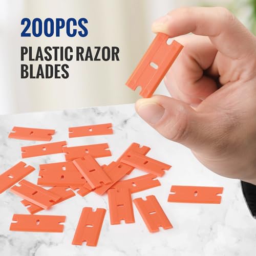 WORKPRO 200 Pack Plastic Razor Blades, Double Edge Scraper Refills - size: 1.5" x 0.7"