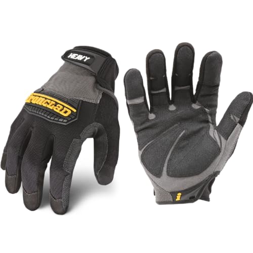 Ironclad Heavy Utility Work Gloves HUG, High Abrasion Resistance, Performance Fit, Durable, Machine Washable, (1 Pair), LARGE, Black & Grey - size: Large