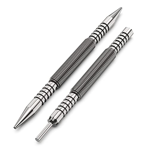 Glieskir 2-Piece Spring Nail Set and Hinge Pin Punch, 1/16 and 3/32 Inch | Spring-loaded, hammerless nail setters with 1/16 and 3/32 inch tips for setting nails and removing door hinge pins
